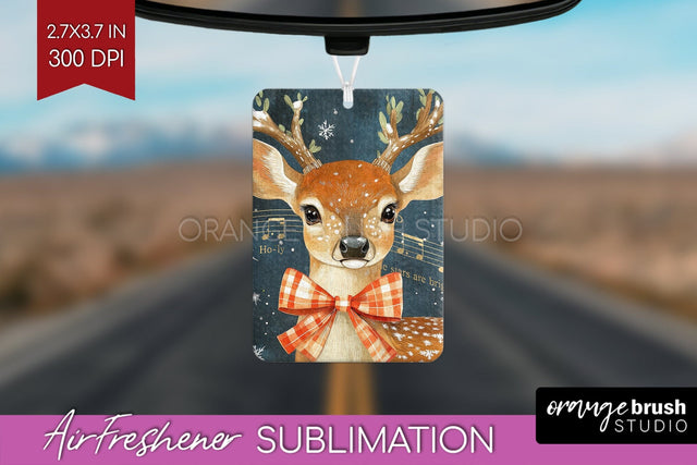 Christmas Deer Air Freshener PNG - Vintage Christmas Design Sublimation OrangeBrushStudio 