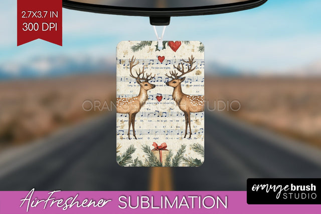 Christmas Deer Air Freshener PNG - Vintage Christmas Design Sublimation OrangeBrushStudio 