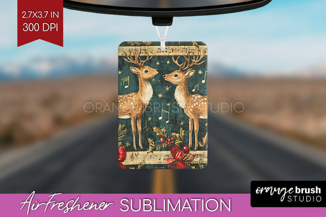 Christmas Deer Air Freshener PNG - Vintage Christmas Design Sublimation OrangeBrushStudio 