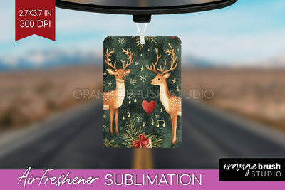 Christmas Deer Air Freshener PNG - Vintage Christmas Design Sublimation OrangeBrushStudio 