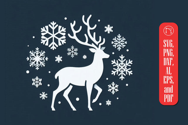 Christmas Deer and Snowflakes SVG Cut File SVG MD JOYNAL ABDIN 
