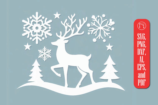 Christmas Deer and Snowflakes SVG Cut File SVG MD JOYNAL ABDIN 