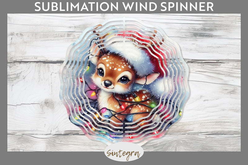 Christmas Deer Entangled in Lights Wind Spinner Sublimation Sublimation Sintegra 