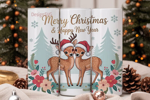 Christmas Deer Fawns 20oz Tumbler Wrap Sublimation DesignSVG 