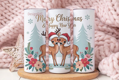 Christmas Deer Fawns 20oz Tumbler Wrap Sublimation DesignSVG 