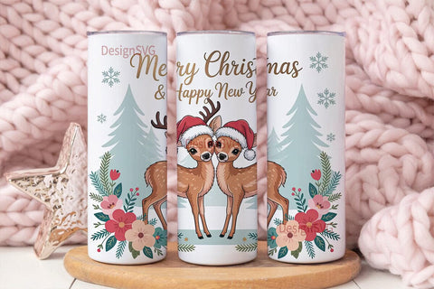 Christmas Deer Fawns 20oz Tumbler Wrap Sublimation DesignSVG 
