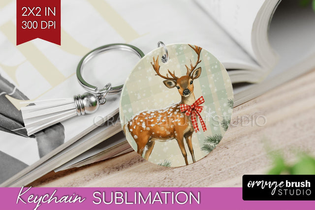 Christmas Deer Keychain PNG - Vintage Christmas Sublimation Sublimation OrangeBrushStudio 