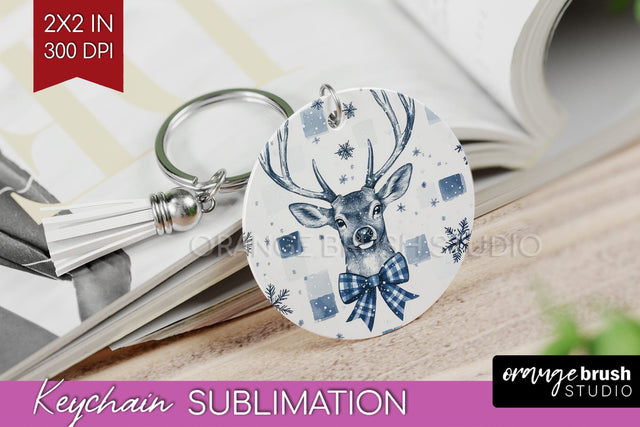 Christmas Deer Keychain PNG - Vintage Christmas Sublimation Sublimation OrangeBrushStudio 