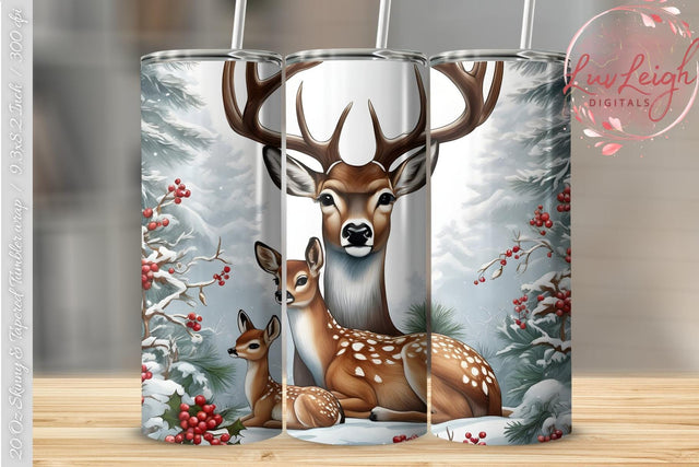 Christmas Deer Mother and Baby Tumbler wrap Sublimation Luvleigh Digitals 