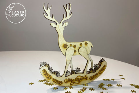 Christmas Deer Ornament, Multilayer Home Decoration, laser Cut File, Wood Cut Template, New Year Decor SVG LaserCutano 