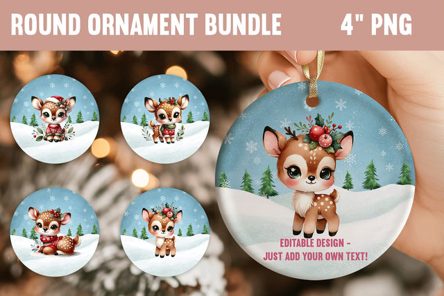 Christmas Deer Ornament PNG Bundle Sublimation BijouBay 