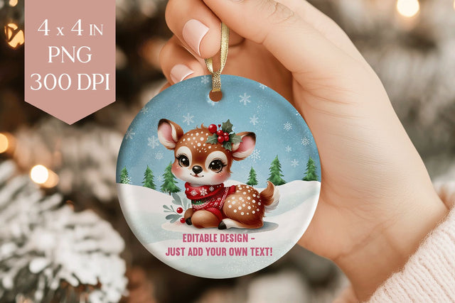 Christmas Deer Ornament PNG Design Sublimation BijouBay 