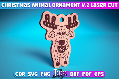 Christmas Deer Ornaments Laser Cut v.2 | Christmas Tree Toy Design | CNC Files SVG The T Store Design 