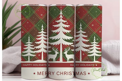 Christmas Deer Plaid 20oz Tumbler Wrap Sublimation PixelChick 