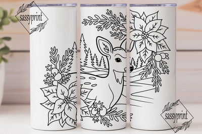Christmas Deer & Poinsettia 20oz Tumbler Sublimation sassyprint 