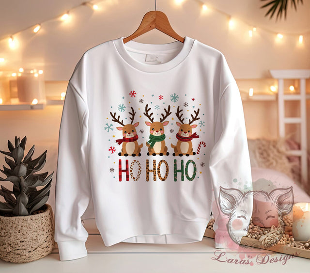 Christmas Deer, Reindeer PNG, Sublimation Design, Holiday Decor, Cute Reindeer, Digital Download, Merry Christmas, Ho Ho Ho Sublimation Lara' s Designs 