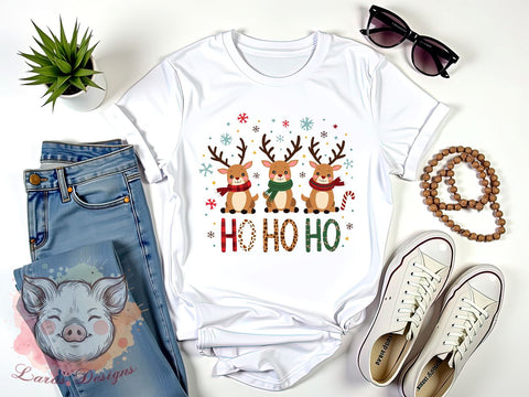 Christmas Deer, Reindeer PNG, Sublimation Design, Holiday Decor, Cute Reindeer, Digital Download, Merry Christmas, Ho Ho Ho Sublimation Lara' s Designs 