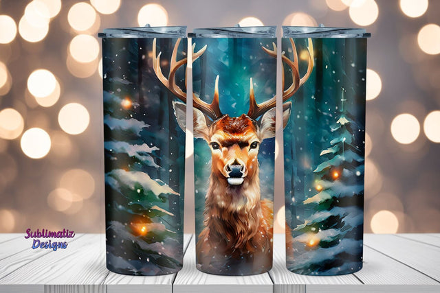 Christmas Deer Skinny Tumbler Wrap | 20 oz Skinny Tumbler Wrap Sublimation Christmas Design Sublimation Sublimatiz Designs 