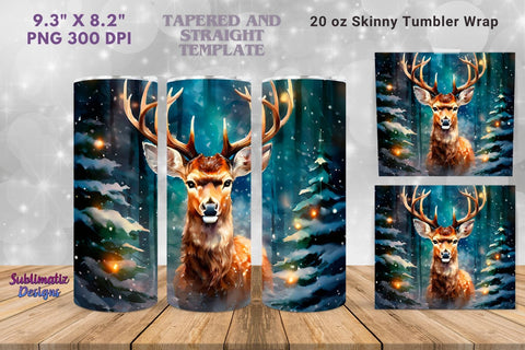 Christmas Deer Skinny Tumbler Wrap | 20 oz Skinny Tumbler Wrap Sublimation Christmas Design Sublimation Sublimatiz Designs 