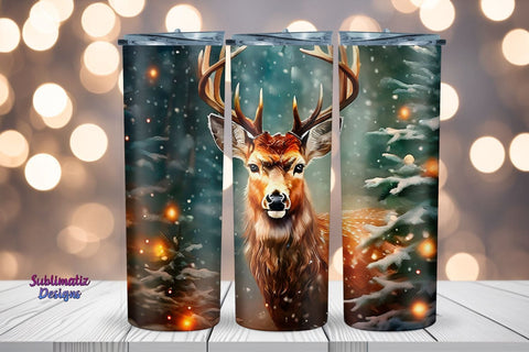 Christmas Deer Sublimation Wrap 20 oz | 20 oz Skinny Tumbler Wrap Sublimation Christmas Design Sublimation Sublimatiz Designs 