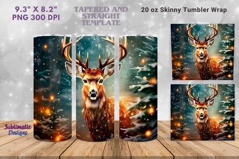 Christmas Deer Sublimation Wrap 20 oz | 20 oz Skinny Tumbler Wrap Sublimation Christmas Design Sublimation Sublimatiz Designs 