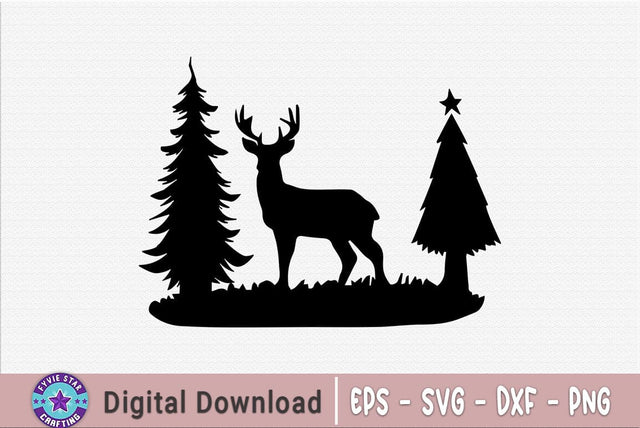 Christmas Deer SVG Clip Art, Deer vector, Nature Deer Illustration SVG FiveStarCrafting 