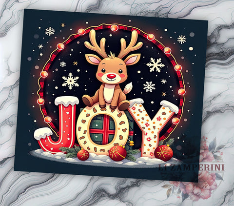 Christmas Deer Tumbler, Cute Holiday Decor, 20oz Sublimation Wrap, Festive Drinkware, Joyful Christmas Gift, Deer Lover Tumbler, Holiday Cheer Design Sublimation Li Zamperini 
