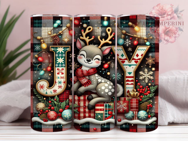 Christmas Deer Tumbler, Cute Holiday Decor, 20oz Sublimation Wrap, Festive Drinkware, Joyful Christmas Gift, Deer Lover Tumbler, Holiday Cheer Design Sublimation Li Zamperini 