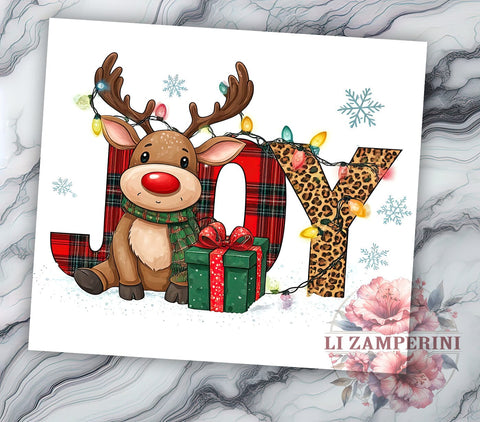 Christmas Deer Tumbler, Cute Holiday Decor, 20oz Sublimation Wrap, Festive Drinkware, Joyful Christmas Gift, Deer Lover Tumbler, Holiday Cheer Design Sublimation Li Zamperini 