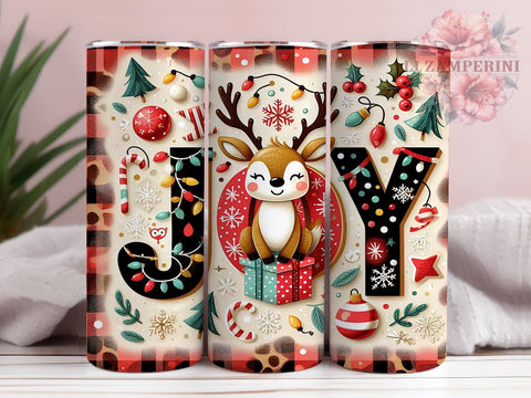 Christmas Deer Tumbler, Cute Holiday Decor, 20oz Sublimation Wrap, Festive Drinkware, Joyful Christmas Gift, Deer Lover Tumbler, Holiday Cheer Design Sublimation Li Zamperini 