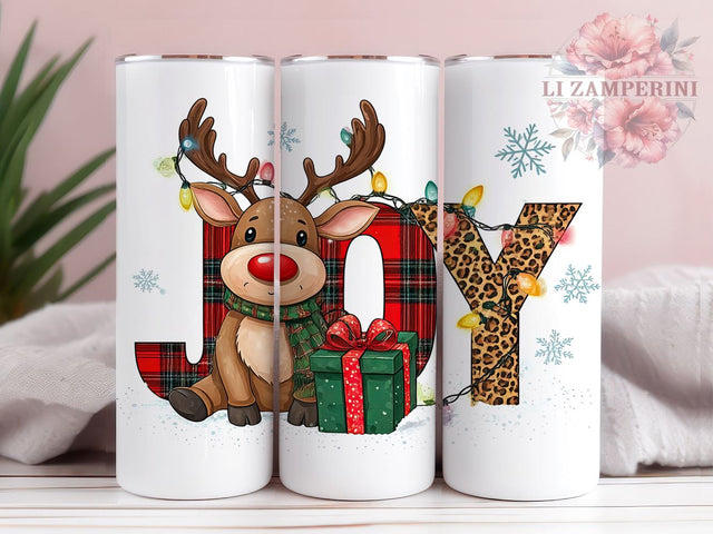 Christmas Deer Tumbler, Cute Holiday Decor, 20oz Sublimation Wrap, Festive Drinkware, Joyful Christmas Gift, Deer Lover Tumbler, Holiday Cheer Design Sublimation Li Zamperini 