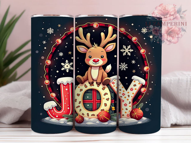 Christmas Deer Tumbler, Cute Holiday Decor, 20oz Sublimation Wrap, Festive Drinkware, Joyful Christmas Gift, Deer Lover Tumbler, Holiday Cheer Design Sublimation Li Zamperini 