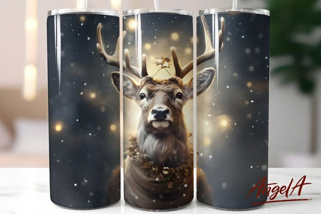 Christmas deer / tumbler deer / christmas bokeh background Sublimation Angelina Semenova 