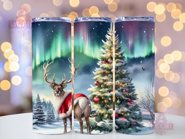 Christmas Deer Tumbler Wrap 20 oz Skinny Pink Winter Tumbler Design Sublimation SvggirlplusArt 