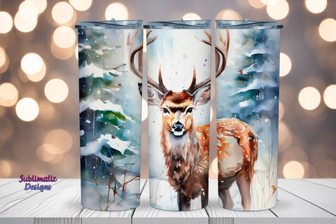 Christmas Deer Tumbler Wrap Design | 20 oz Skinny Tumbler Wrap Sublimation Christmas Design Sublimation Sublimatiz Designs 