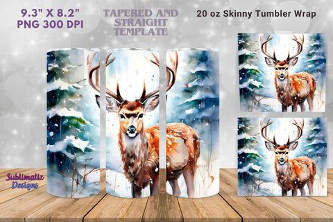 Christmas Deer Tumbler Wrap Design | 20 oz Skinny Tumbler Wrap Sublimation Christmas Design Sublimation Sublimatiz Designs 
