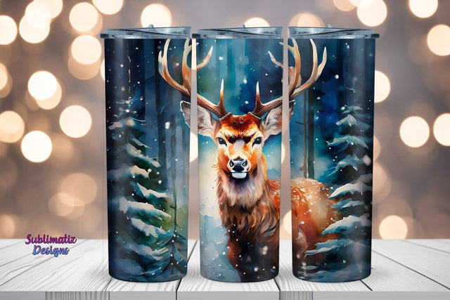 Christmas Deer Tumbler Wrap Sublimation | 20 oz Skinny Tumbler Wrap Sublimation Christmas Design Sublimation Sublimatiz Designs 