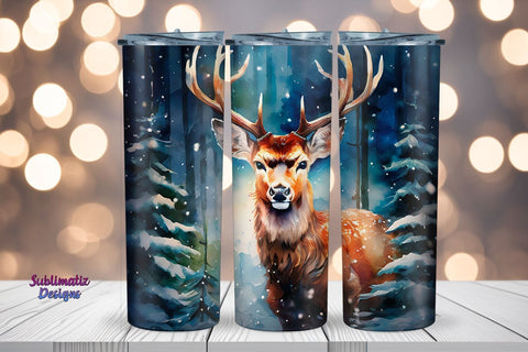 Christmas Deer Tumbler Wrap Sublimation | 20 oz Skinny Tumbler Wrap Sublimation Christmas Design Sublimation Sublimatiz Designs 