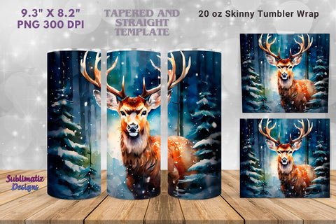 Christmas Deer Tumbler Wrap Sublimation | 20 oz Skinny Tumbler Wrap Sublimation Christmas Design Sublimation Sublimatiz Designs 