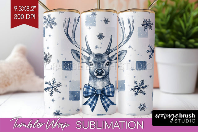 Christmas Deer Tumbler Wrap - Vintage Christmas Tumbler PNG Sublimation OrangeBrushStudio 