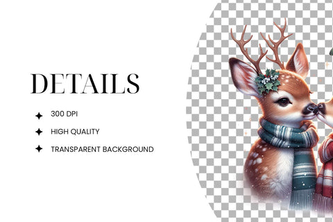 Christmas Deer Under The Mistletoe PNG Sublimation BijouBay 