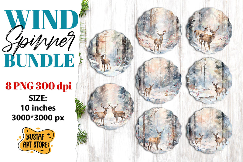 Christmas deer wind spinner bundle. Winter sublimation PNG Sublimation Yustaf Art Store 