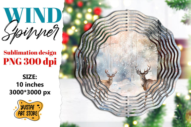 Christmas deer wind spinner. Winter sublimation design Sublimation Yustaf Art Store 