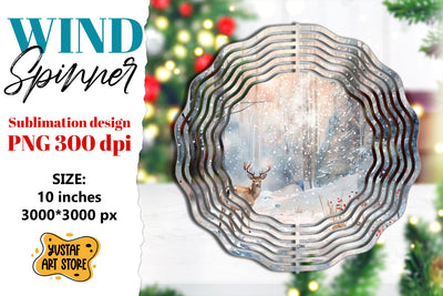 Christmas deer wind spinner. Winter sublimation design Sublimation Yustaf Art Store 