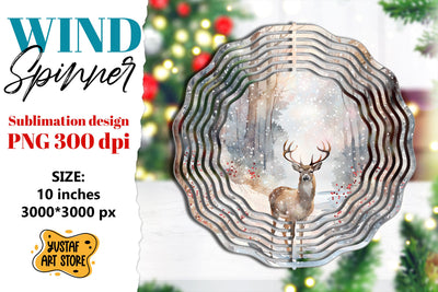 Christmas deer wind spinner. Winter sublimation design Sublimation Yustaf Art Store 