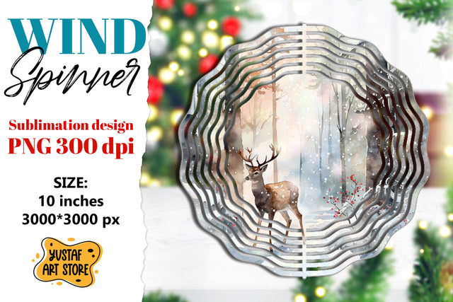 Christmas deer wind spinner. Winter sublimation design Sublimation Yustaf Art Store 