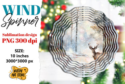 Christmas deer wind spinner. Winter sublimation design Sublimation Yustaf Art Store 
