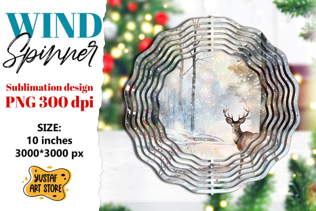 Christmas deer wind spinner. Winter sublimation design Sublimation Yustaf Art Store 