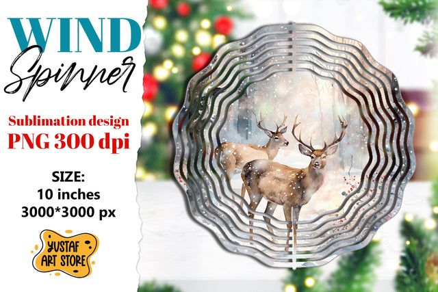 Christmas deer wind spinner. Winter sublimation design Sublimation Yustaf Art Store 