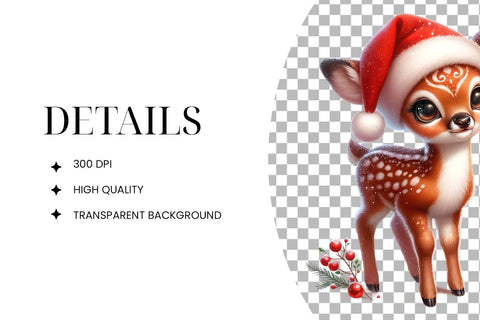 Christmas Deer With Candy Cane PNG Sublimation BijouBay 